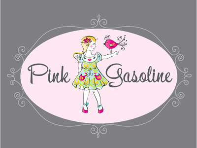 Pink gasoline logo children clothing girls illustration kids logo vintage