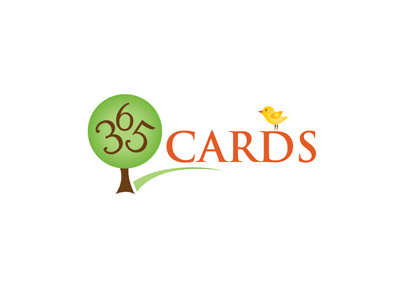 365 bird card greeting logo tree