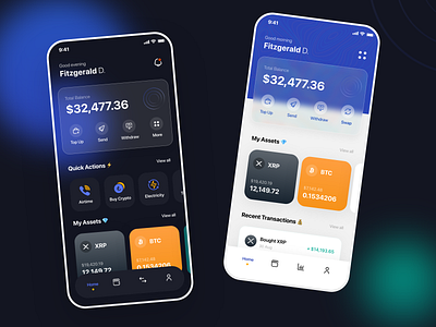 Cryptocurrency Wallet App 2021 app bicoin clean crypto cryptocurrency design finance fintech flat glass glassmorphism minimal mobile modern playoff ui wallet