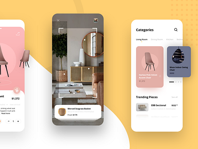 Minimal Furniture AR Mobile App Concept application chairs clean clean ui fresh furniture furniture app interface ios minimal minimalist mobile mobile app mobile app design mobile ui modern popular rug trending trendy