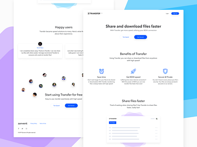 Zanvent Transfer Landing Page animation bdix clean download file file transfer interface landing page minimal share ui user interface ux ux design