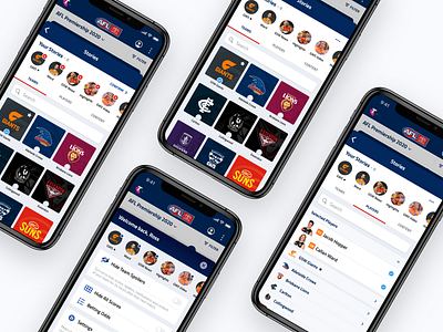 AFL User Menu app clean customisation customization design menu mobile sport sports stories ui ui ux user ux