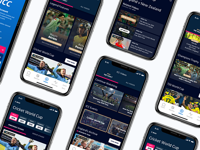 ICC Vault APP app app design clean cricket dark mode design mobile ott sport sports ui ui ux ux video
