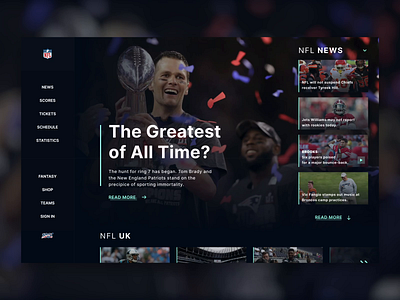 NFL Website american football animation dark design desktop interface invision studio landing page motion nfl sport sports sports design ui ui ux ux web design website website design