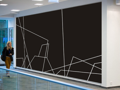 mural for office black and white geometrical geometry grafitti line minimalism minimalistic mural office office design wall design