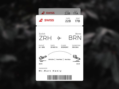Swiss Boarding Pass airlines boarding pass clean design digital flat graphics illustrator print swiss