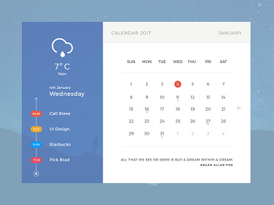 Digital Calendar 2k17 calendar clean design flat illustrator minimal modern photoshop quotes todo ui