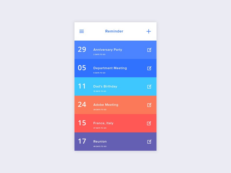 Reminder UI by Dawar Mir on Dribbble
