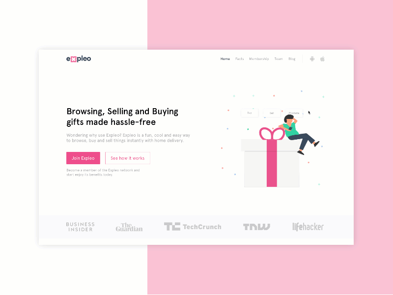 Expleo Landing Page animation gif gifts illustration product sketch ui ux web website
