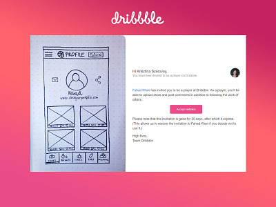 UI Sketch for a Dribbble App Concept (Profile Screen)