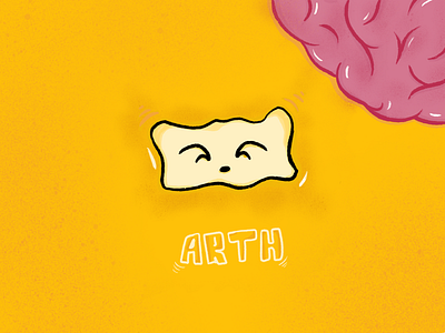 Character brain character cute face pink procreate yellow