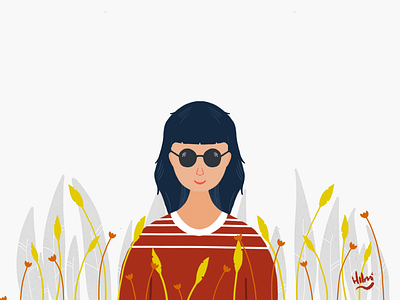 Girl with black glasses