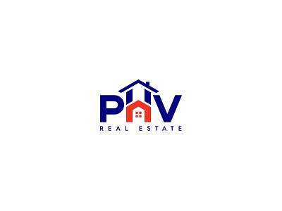 Prominent Home Ventures Realty Logo blue and red home logo prominent real estate real estate logo venture logo