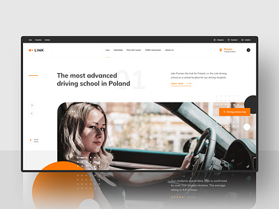 #1 - Link. Driving school. car clean design driving flat graphic homepage minimalism project school slider ui ux web webdesign website