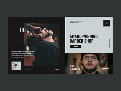 #85 Shots for Practice barber barbershop beard concept design flat graphic hairdresser homepage minimalism typography ui ux website