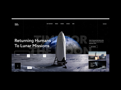 #87 Shots for Practice concept dark design earth flat graphic homepage minimalism moon planet rocket space spaceship ui ux web web design website