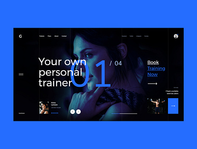 #88 Shots for Practice black blue design flat gym home homepage minimalism trainer training ui ux web webdesign webdesigner website workout