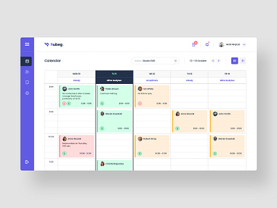 #1 hubeg - Dedicated system for EMS studios app application calendar clean design ems flat graphic managment minimalism modern studio system ui user inteface ux web app webapp