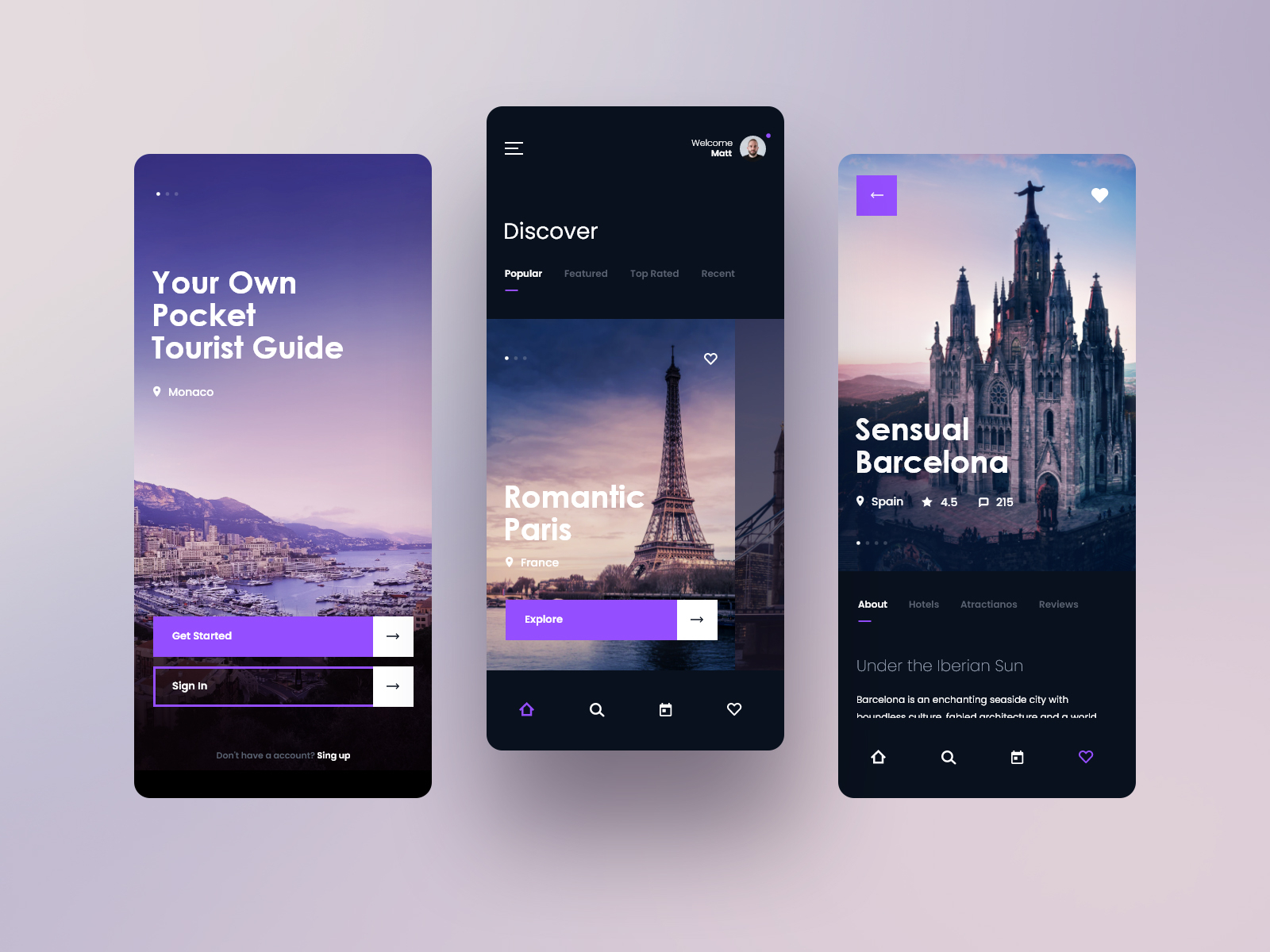 #25 Tourist Guide - MobileApp Concept by Matt Wojtaś on Dribbble