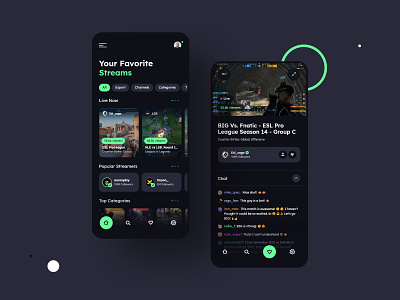 #25 Streaming App - MobileApp Concept android app application design esport ios mobile smartphone stream streamer streaming twitch ui ux videos