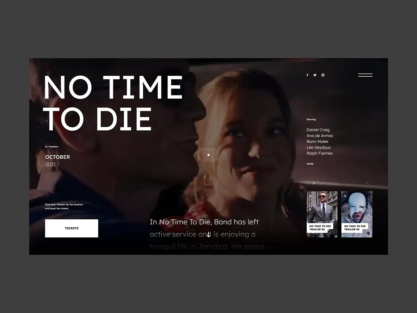 Stunning Movie Website Design for 'No Time To Die'