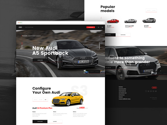 Audi Homepage Concept. by Matt Wojtaś on Dribbble