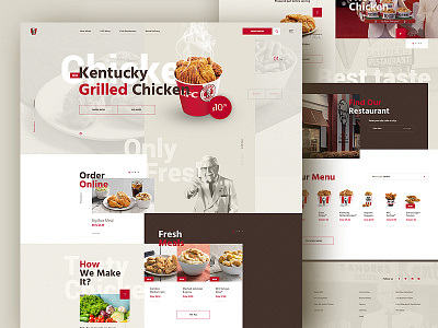 New homepage of well-know restaurant. Redesign Concept concept design flat kfc modern new redesign restaurant ui ux web design website