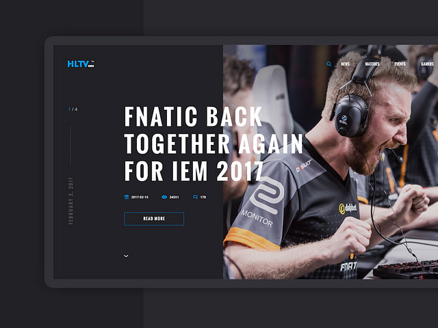 Homepage concept of HLTV.org by Matt Wojtaś on Dribbble