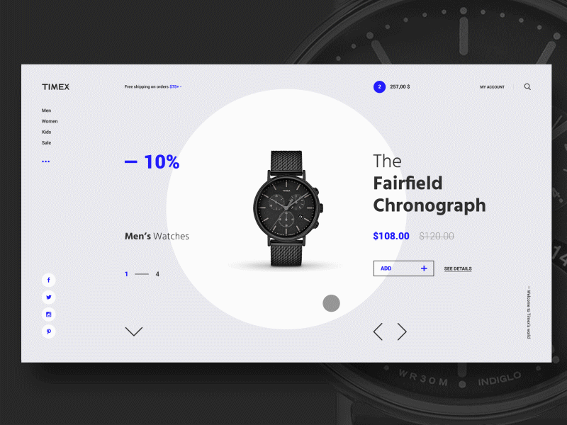 #4 Watch Shop Concept Redesign clean design home modern shop slider store ui ux watch website