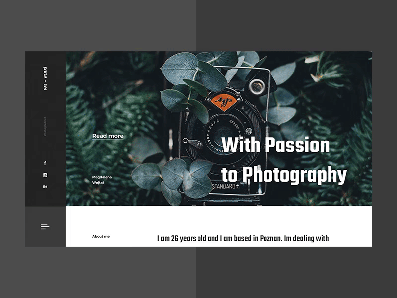 #3-Photographer's webfolio animation flat homepage modern photographer photography portfolio silder transition ui ux website