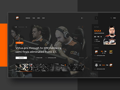 Virtus.pro - Website Concept #1 black dark esport flat gaming homepage ui ux virtuspro website