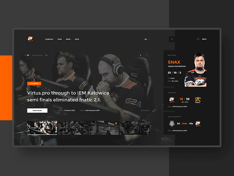 Virtus.pro - Website Concept #2 black dark esport flat gaming homepage ui ux virtuspro website