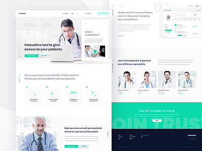 Trustedoctor - New Homepage #2 doctor flat gray medicine minimal ui ux website welcome screen white