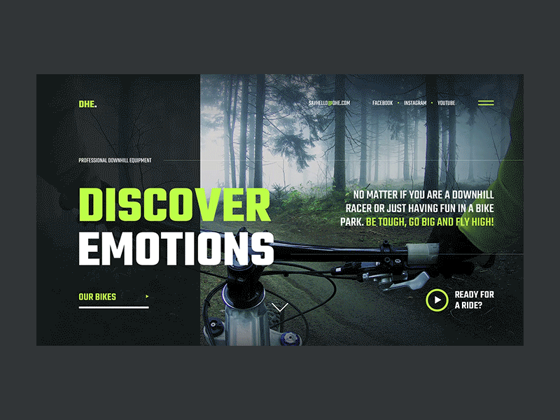 #13 Shots for Practice animation bicycle bike dark downhill gif homepage ride ui ux website welcome screen
