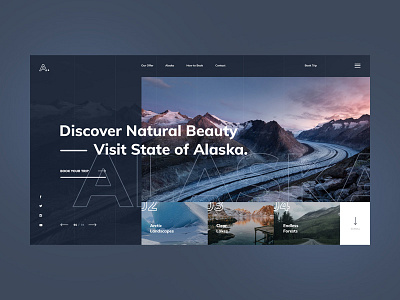 #19 Shots for Practice alasca alaska blue dark flat homepage landscape minimalism trip ui ux website