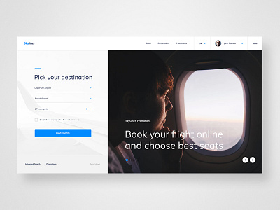 #20 Shots for Practice airline blue flat homepage minimalism plane ui ux website white