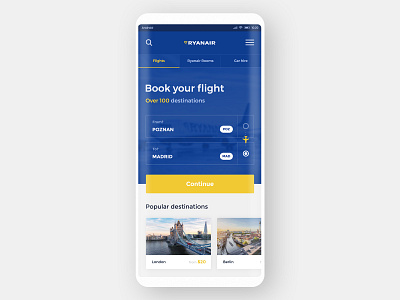 #1 - RyanAir - Mobile App Redesign Concept airline app design flight flights mobile phone plane ui ux