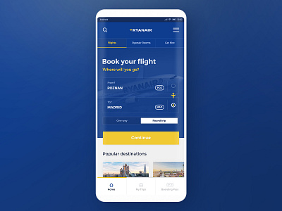 #2 - RyanAir - Mobile App Redesign Concept airline app design flight flights mobile phone plane ryanair ui ux