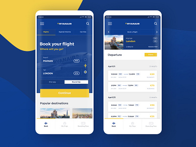 #4 - RyanAir - Mobile App Redesign Concept airline android app application cell phone flight flight app flight search flights iphone mobile phone ui ux