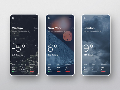#3 WeatherNow - Mobile App Concept adobexd android app clean concept dark design flat graphic homepage iphone minimalism mobile modern phone slider ui ux weather weather app