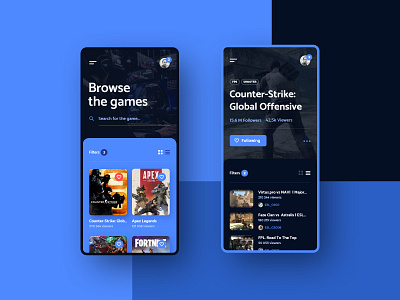 #10 ForStreamers - Mobile App Concept android app applicaiton csgo design esport flat game games interface iphone minimalism phone platform player stream ui ux