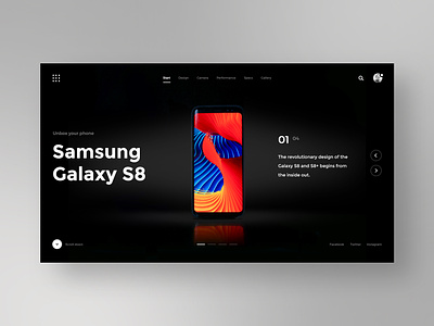 #2 Photo & Design android black dark design ecommerce galaxy homepage interface mockup phone photo preview product review samsung shop slider ui ux website