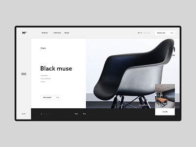 #45.1 Shots for Practice adobe xd black chair clean flat furniture homepage luxury minimal minimalism minimalist minimalistic slider store ui ux video web website white