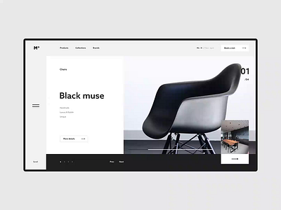 #45.2 Shots for Practice adobe xd black chair clean flat furniture homepage luxury minimal minimalism minimalist minimalistic slider store ui ux video web website white