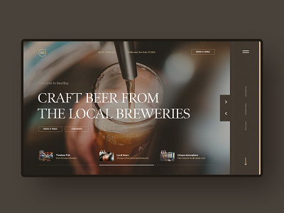 #49 Shots for Practice bar beer book brown design flat graphic home homepage interface menu minimalism order pub restaurant slider ui ux webpage website