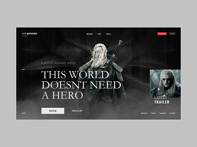 #54 Shots for Practice black dark design film hbo homepage minimalism movie netflix series trailer tv typo ui ux video watch website witcher