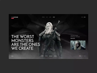 #54.1 Shots for Practice black dark design film hbo homepage minimalism movie netflix series trailer tv typo ui ux video watch website witcher