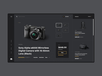 #55 Shots for Practice black camera dark design ecommerce home lens minimal photo photography shop slider store typo typography ui ux webpage website white