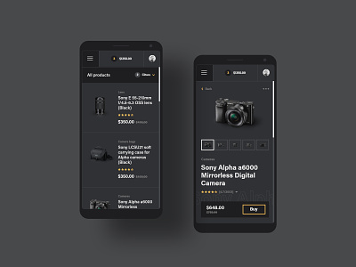 #55 Mobile - Shots for Practice android app black camera dark design ecommerce iphone lens list mobile phone photo photography product shop typogaphy ui ux website
