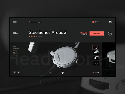 #8 Photo & Design black computer contrast dark earphones ecommerce esport gaming gear headphones product shop slider steelseries store typogaphy ui ux web website